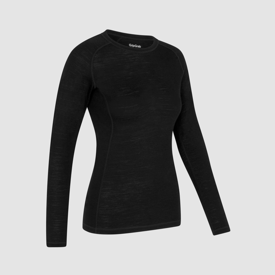 Kvinder GripGrab | Dame Merino Blend Termisk Langaermet Base Layer Sort