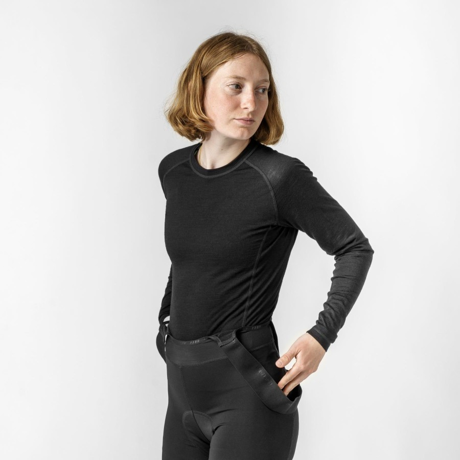 Kvinder GripGrab | Dame Merino Blend Termisk Langaermet Base Layer Sort