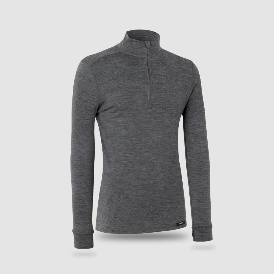 Maend GripGrab | Merino Blend Half-Zip Termisk Langaermet Base Layer Gra